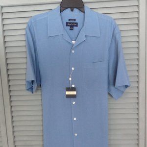 Joseph & Feiss Blue Silk Shirt Men's Size Large